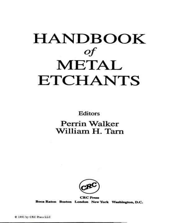 Handbook of Metal Etchants